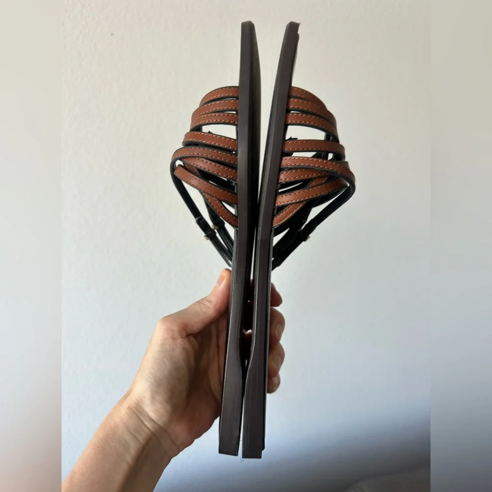 💄Zara leather trending brown/chocolate-toned slide sandals EUR 40 / US 9 - Picture 4 of 6